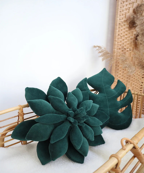 Velvet Succulent pillow, cactus cushion